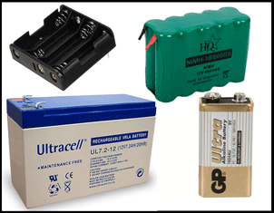 Batteries, Holders and Battery Chargers